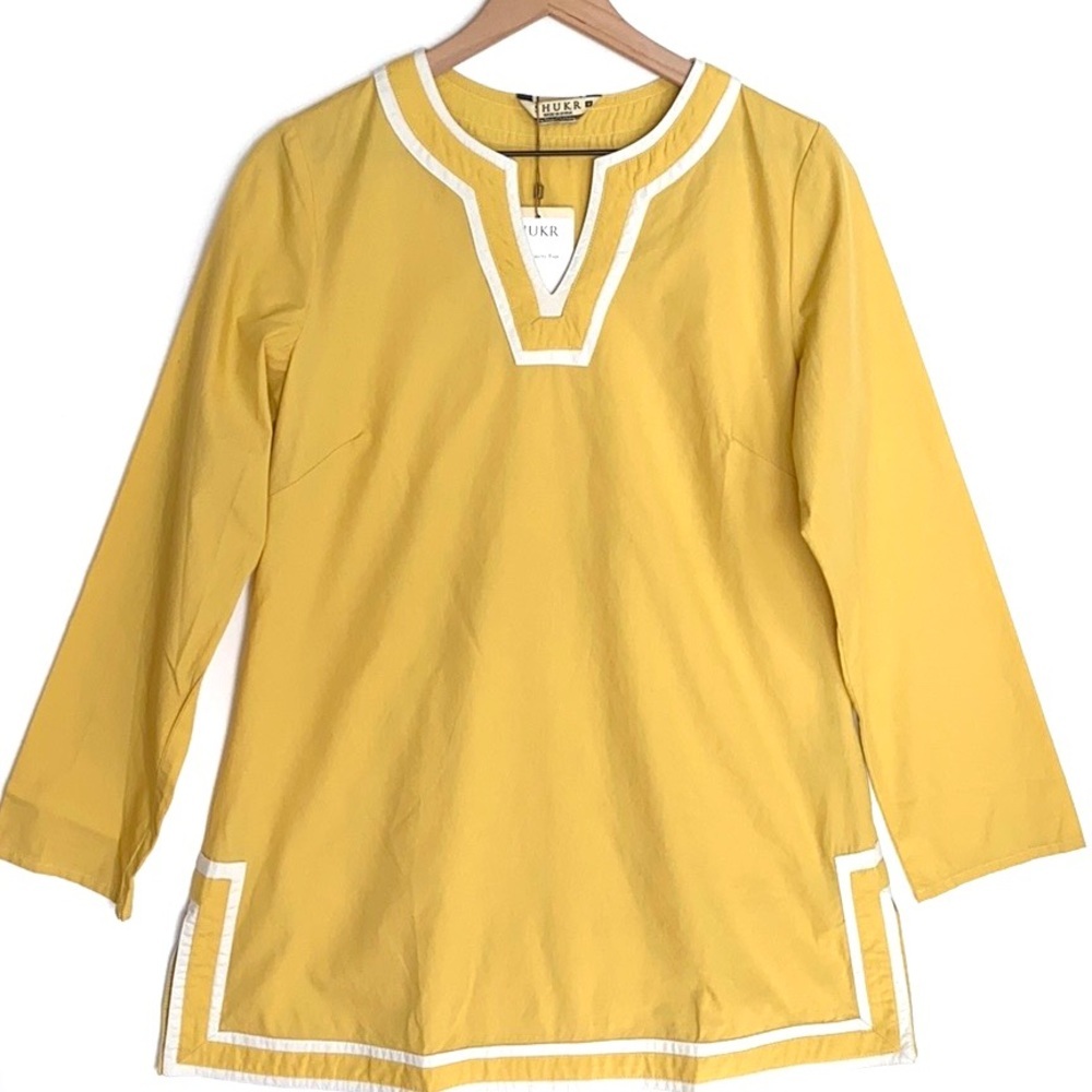 SHUKR long sleeve sunglow & white tunic, Size M